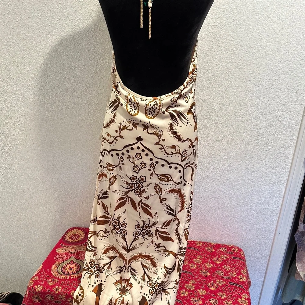 House Of Harllow  1960 Satin Tropical Maxi Dress. NWOT - Picture 7 of 8